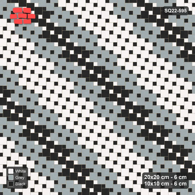 Interlock (Pasco) 20x20 cm · SQ22-595 · Diagonal Bands Offset Lattice · Top view