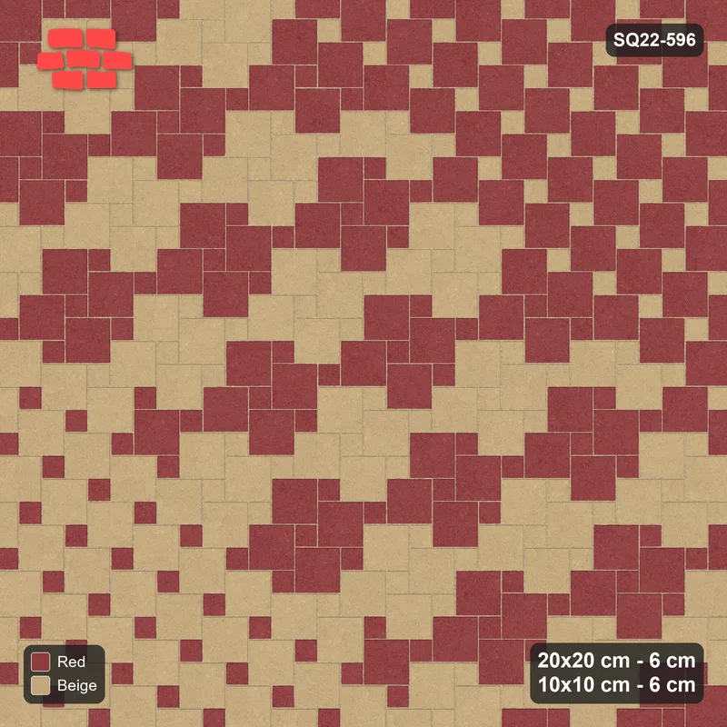 Interlock (Pasco) 20x20 cm · SQ22-596 · Ombre Offset Lattice, Diagonal Gradient, Mirrored · Top view