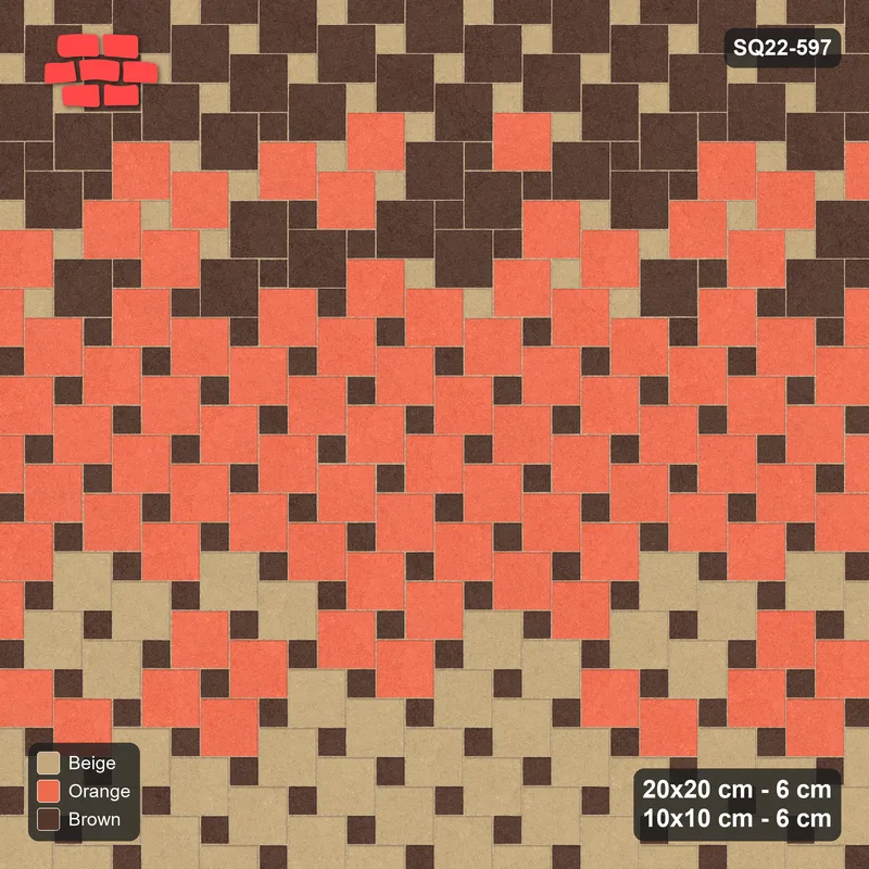 Interlock (Pasco) 20x20 cm · SQ22-597 · Ombre Offset Lattice, Vertical Course Gradient, Mirrored · Top view