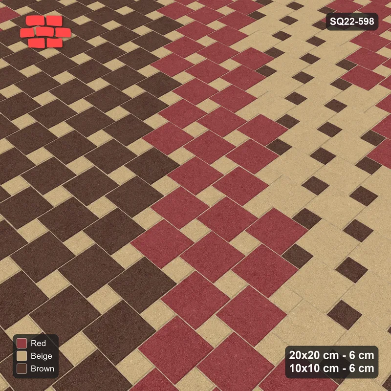 Interlock (Pasco) 20x20 cm · SQ22-598 · Diagonal Bands Offset Lattice, 500 cm · Side view