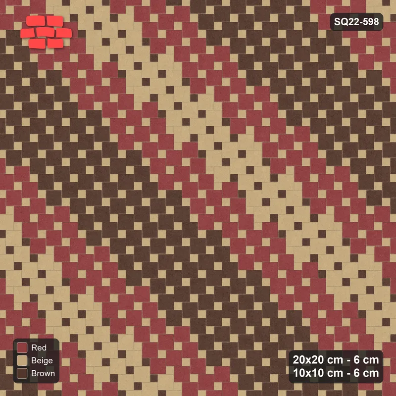 Interlock (Pasco) 20x20 cm · SQ22-598 · Diagonal Bands Offset Lattice, 500 cm · Top view