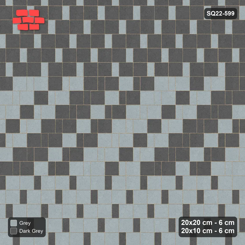 Interlock (Pasco) 20x20 cm · SQ22-599 · Ombre Square Pair Step, Vertical Course Gradient · Top view