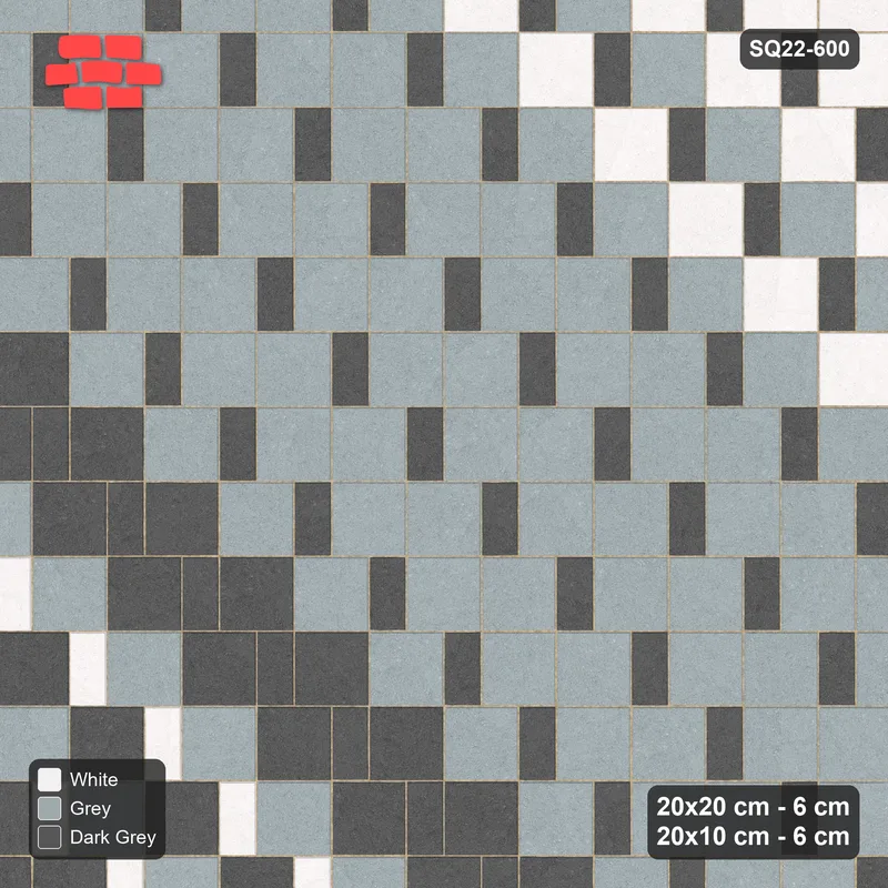 Interlock (Pasco) 20x20 cm · SQ22-600 · Ombre Square Pair Step, Diagonal Gradient, Mirrored · Top view