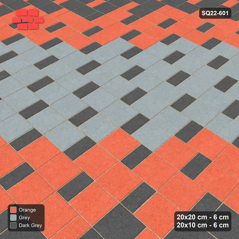 Interlock (Pasco) 20x20 cm · SQ22-601 · Diagonal Bands Square Pair Step, Diagonal 3-Colour Bands · Side view