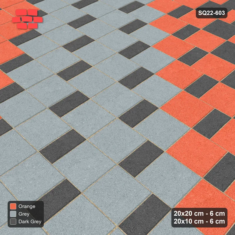 Interlock (Pasco) 20x20 cm · SQ22-603 · Diagonal Bands Square Pair Step · Side view