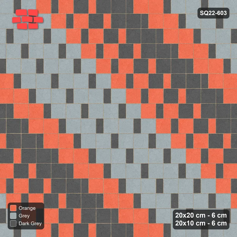 Interlock (Pasco) 20x20 cm · SQ22-603 · Diagonal Bands Square Pair Step · Top view