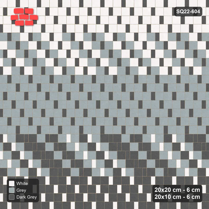 Interlock (Pasco) 20x20 cm · SQ22-604 · Ombre Square Pair Step, Vertical Course Gradient, Mirrored · Top view