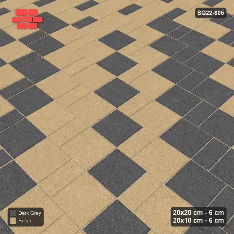 Interlock (Pasco) 20x20 cm · SQ22-605 · Ombre Square Pair Step, Diagonal Gradient · Side view