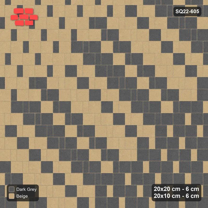 Interlock (Pasco) 20x20 cm · SQ22-605 · Ombre Square Pair Step, Diagonal Gradient · Top view