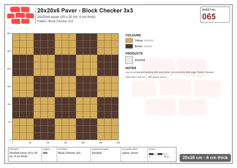 Interlock (Pasco) 20x20 cm · SQ22-65 · Block Checker 3x3 · Laying plan Interlock (Pasco) 20x20 cm · SQ22-65 · Block Checker 3x3 · Laying plan