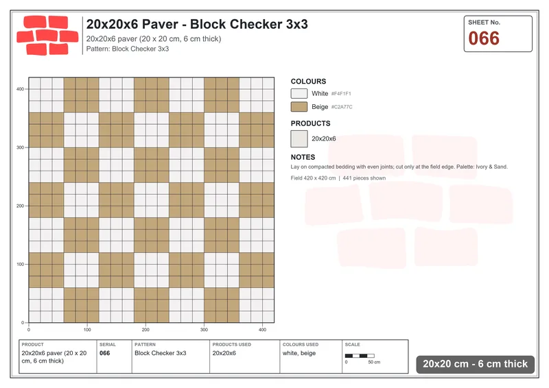 Interlock (Pasco) 20x20 cm · SQ22-66 · Block Checker 3x3 · Laying plan Interlock (Pasco) 20x20 cm · SQ22-66 · Block Checker 3x3 · Laying plan