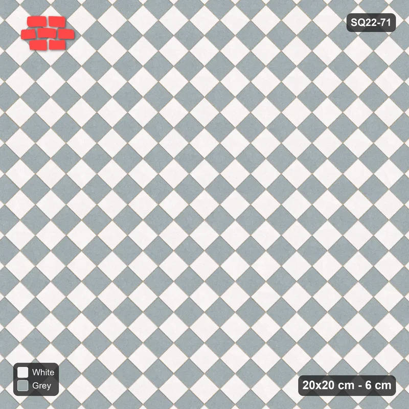 Interlock (Pasco) 20x20 cm · SQ22-71 · Diagonal Checkerboard · Top view