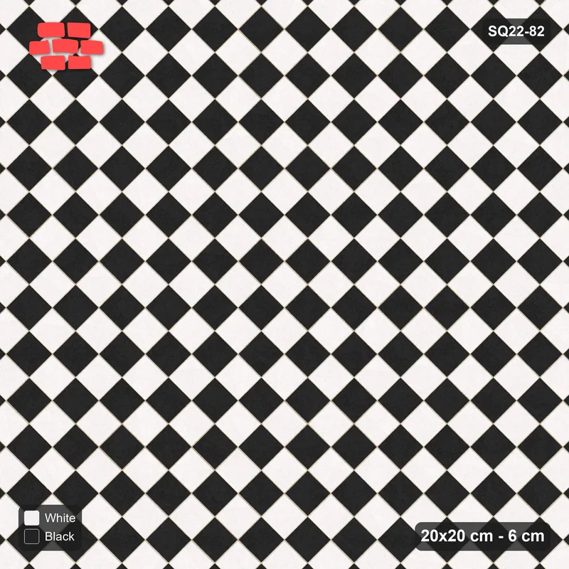 Interlock (Pasco) 20x20 cm · SQ22-82 · Diagonal Checker in Kerb Frame · Top view