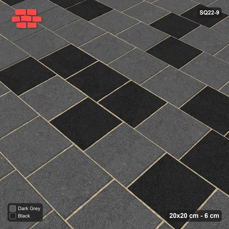 Interlock (Pasco) 20x20 cm · SQ22-9 · Quarter Bond Tonal · Side view Interlock (Pasco) 20x20 cm · SQ22-9 · Quarter Bond Tonal · Side view