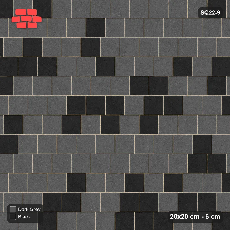 Interlock (Pasco) 20x20 cm · SQ22-9 · Quarter Bond Tonal · Top view Interlock (Pasco) 20x20 cm · SQ22-9 · Quarter Bond Tonal · Top view