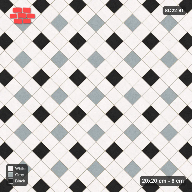 Interlock (Pasco) 20x20 cm · SQ22-91 · Two-Tone Harlequin Diamonds · Top view