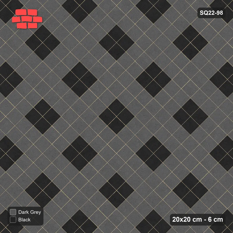 Interlock (Pasco) 20x20 cm · SQ22-98 · Large Harlequin Diamonds · Top view