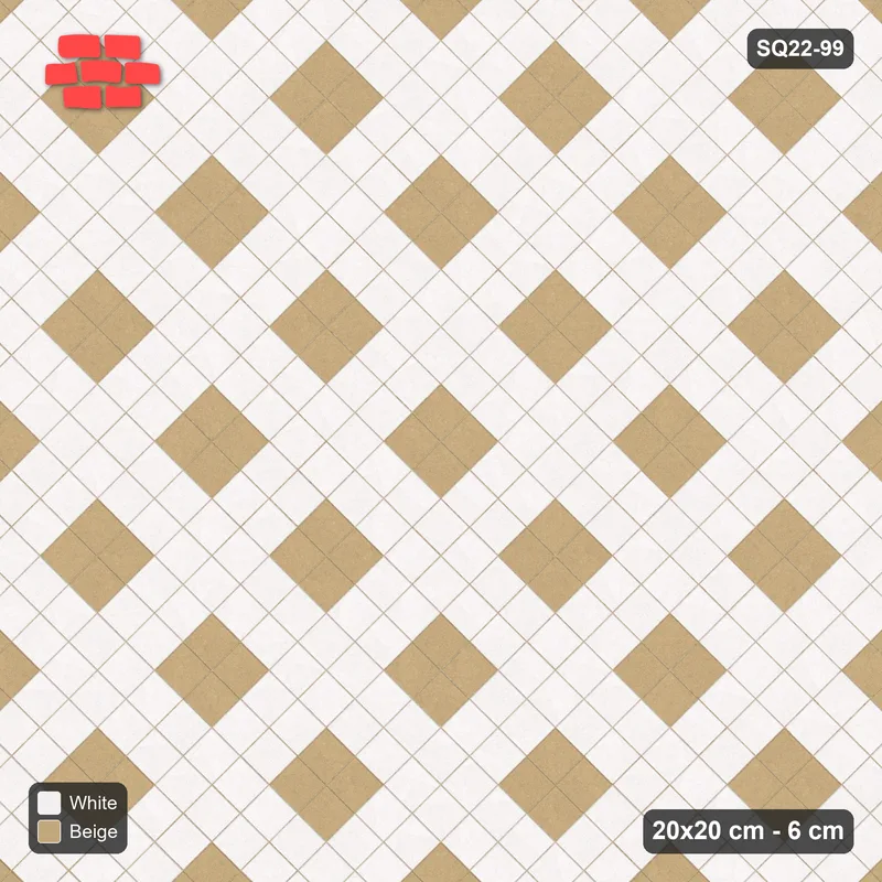 Interlock (Pasco) 20x20 cm · SQ22-99 · Large Harlequin Diamonds · Top view