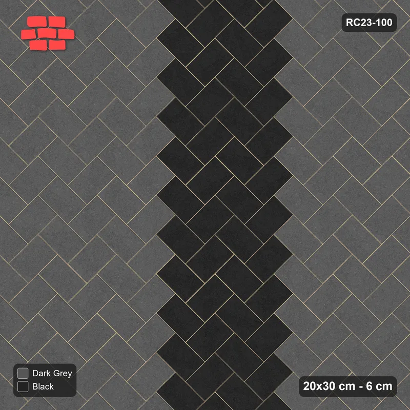 Interlock (Pasco) 20x30 cm · RC23-100 · Stepped Chevron (3:2), Accent Chevrons · Top view