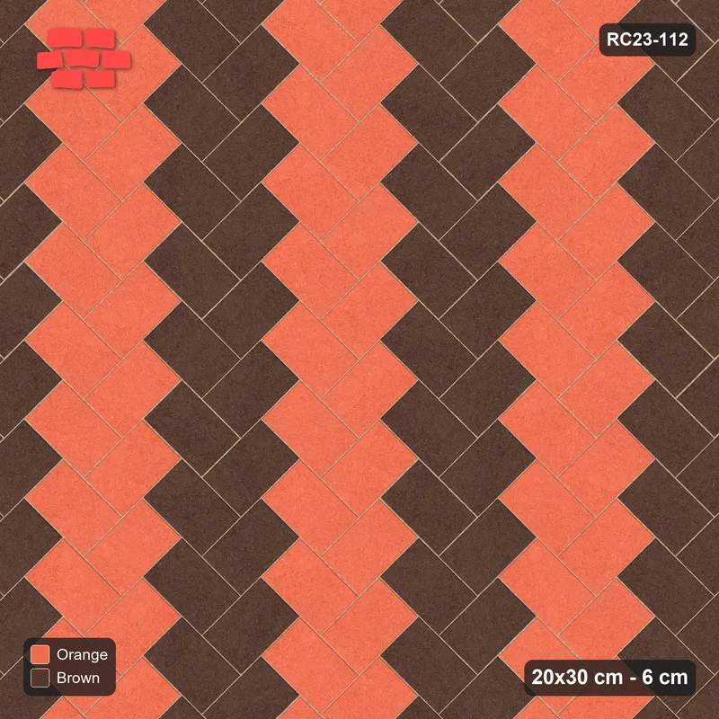 Interlock (Pasco) 20x30 cm · RC23-112 · Stepped Chevron (3:2), Chevron Stripes, 42H Kerb Frame · Top view