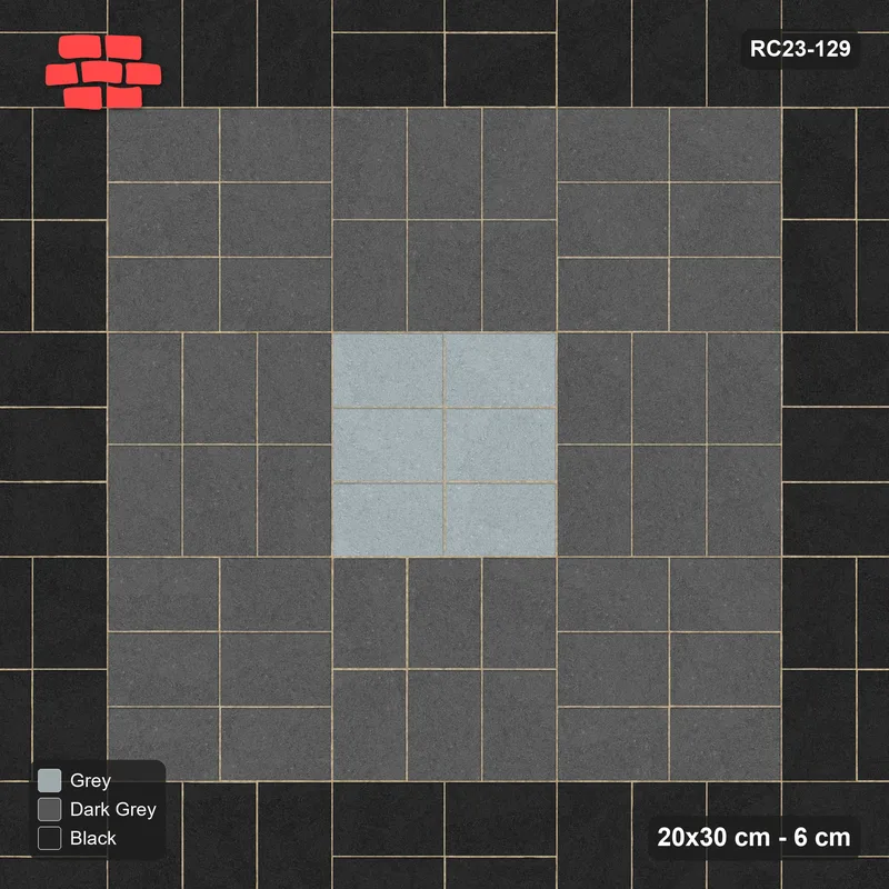 Interlock (Pasco) 20x30 cm · RC23-129 · Basketweave, Medallion Rings · Top view