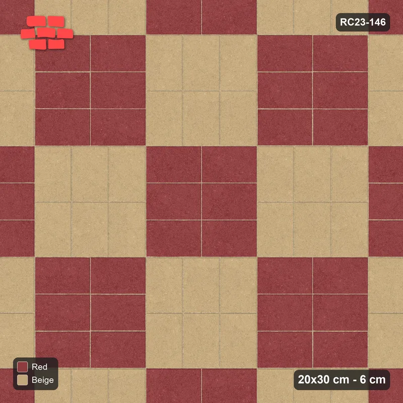 Interlock (Pasco) 20x30 cm · RC23-146 · Basketweave, Chequer Blocks, 25F Kerb Frame · Top view