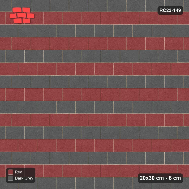 Interlock (Pasco) 20x30 cm · RC23-149 · Running Bond 1/3, Alternate Courses · Top view