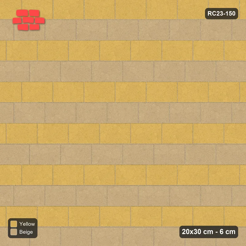 Interlock (Pasco) 20x30 cm · RC23-150 · Running Bond 1/4, Alternate Courses · Top view