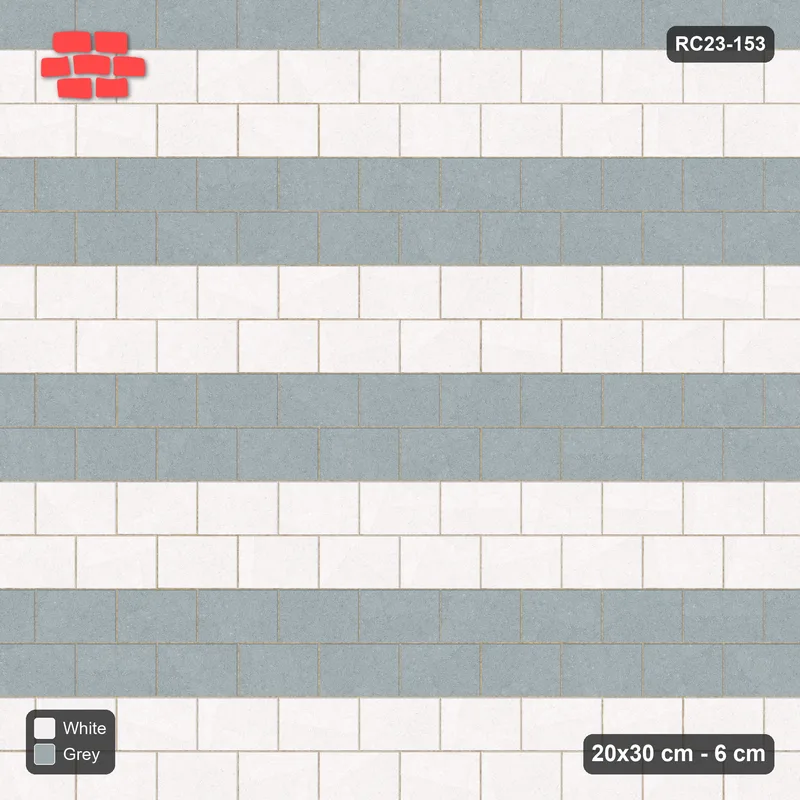 Interlock (Pasco) 20x30 cm · RC23-153 · Running Bond, Wide Course Stripes · Top view