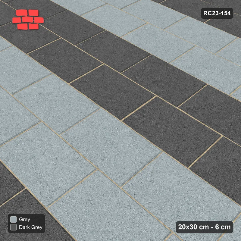 Interlock (Pasco) 20x30 cm · RC23-154 · Running Bond 1/3, Wide Course Stripes · Side view
