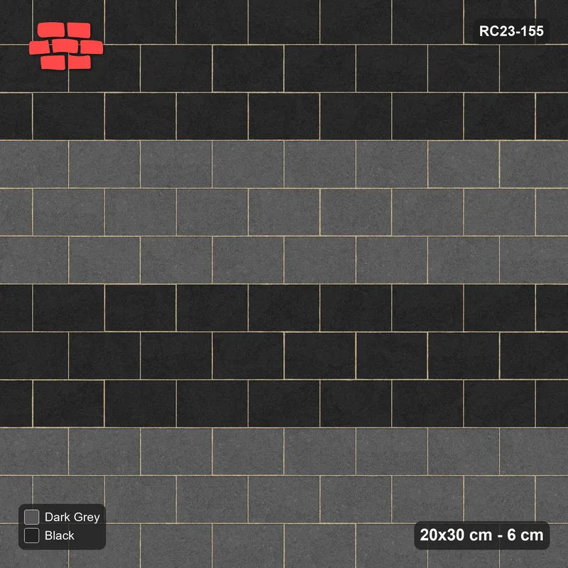 Interlock (Pasco) 20x30 cm · RC23-155 · Running Bond, Wide Course Stripes · Top view