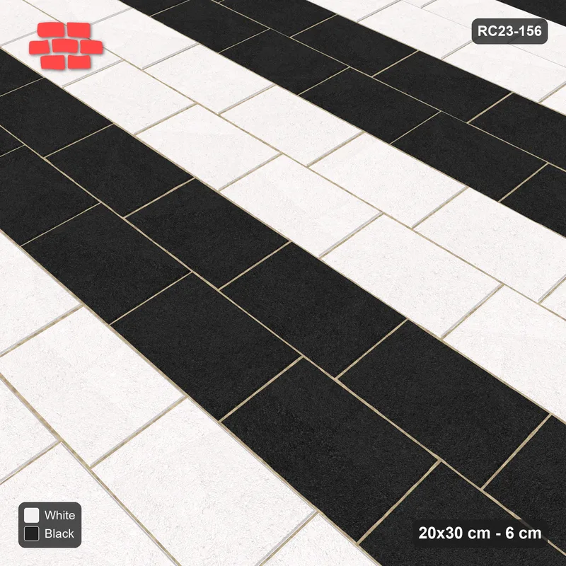 Interlock (Pasco) 20x30 cm · RC23-156 · Running Bond 1/4, Wide Course Stripes · Side view