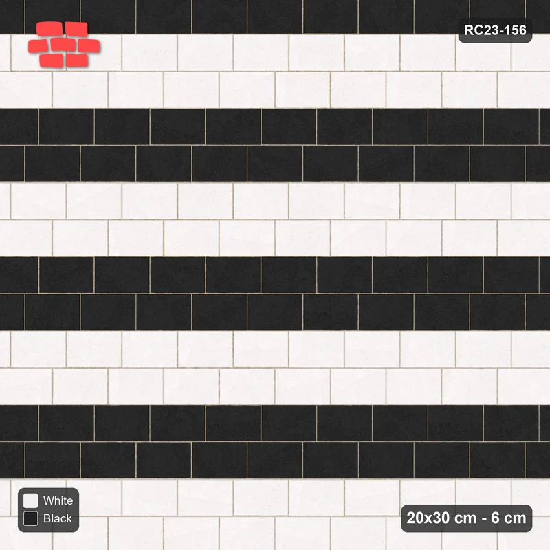 Interlock (Pasco) 20x30 cm · RC23-156 · Running Bond 1/4, Wide Course Stripes · Top view