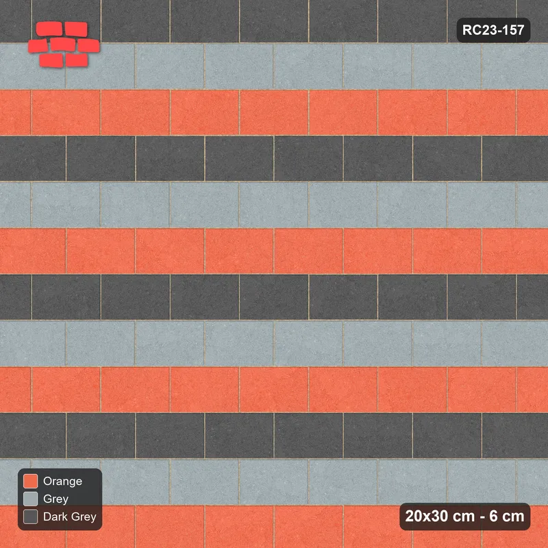 Interlock (Pasco) 20x30 cm · RC23-157 · Running Bond, Three-Tone Courses · Top view