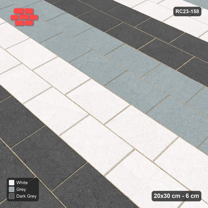 Interlock (Pasco) 20x30 cm · RC23-158 · Running Bond 1/3, Three-Tone Courses · Side view