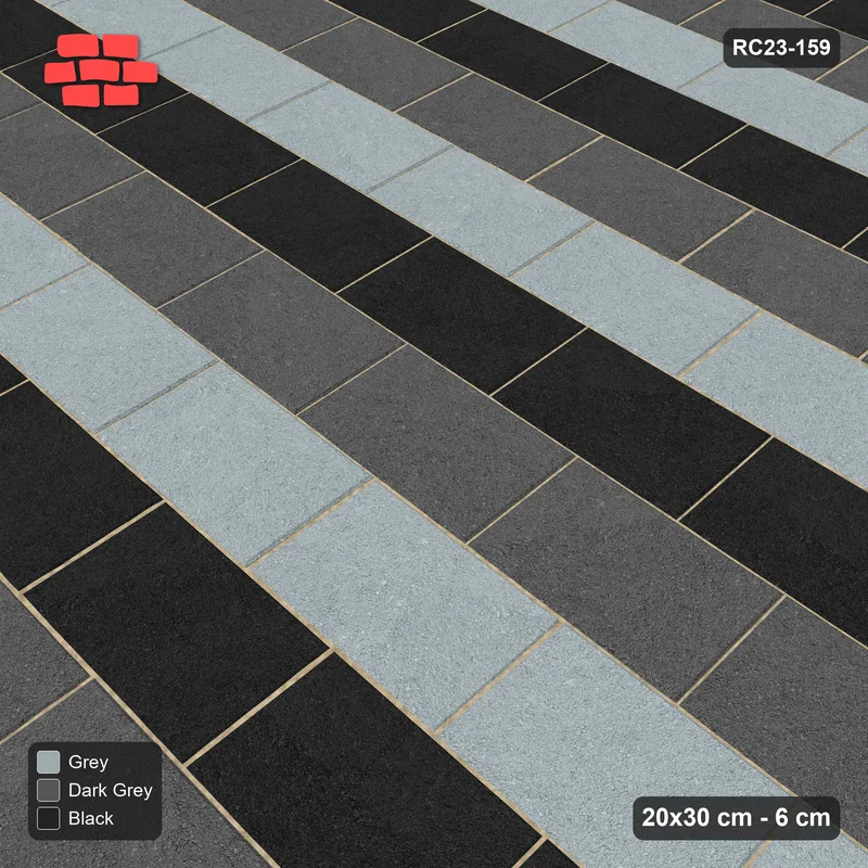 Interlock (Pasco) 20x30 cm · RC23-159 · Running Bond, Three-Tone Courses · Side view