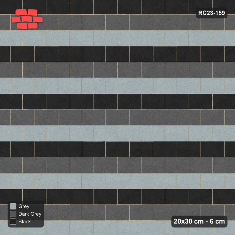 Interlock (Pasco) 20x30 cm · RC23-159 · Running Bond, Three-Tone Courses · Top view