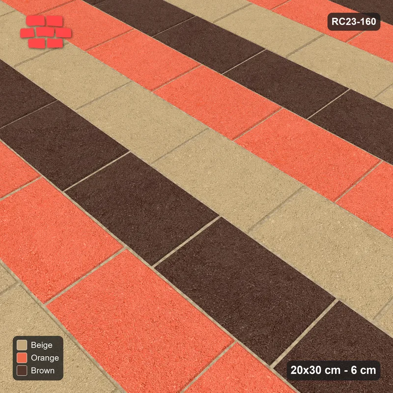 Interlock (Pasco) 20x30 cm · RC23-160 · Running Bond 1/4, Three-Tone Courses · Side view