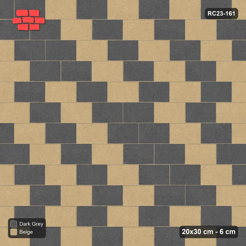 Interlock (Pasco) 20x30 cm · RC23-161 · Running Bond, Diagonal Steps 30 · Top view