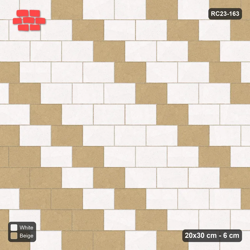 Interlock (Pasco) 20x30 cm · RC23-163 · Running Bond 1/3, Diagonal Steps 40 · Top view