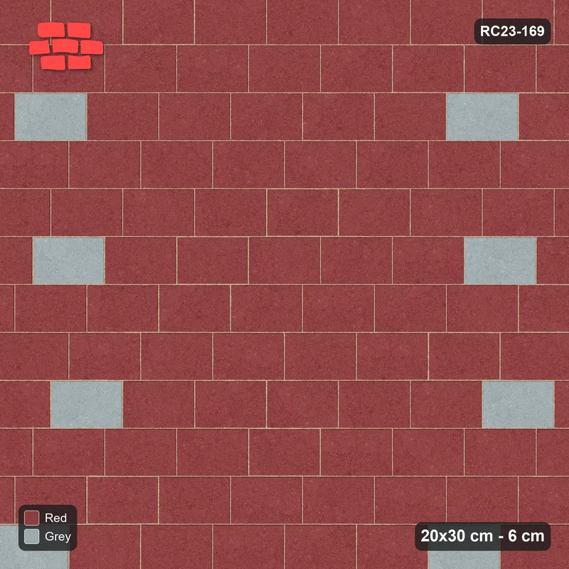Interlock (Pasco) 20x30 cm · RC23-169 · Running Bond 1/4, Accent Dots · Top view