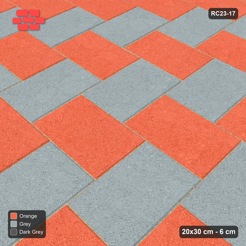 Interlock (Pasco) 20x30 cm · RC23-17 · Herringbone 90 degrees, Kerb Frame · Side view