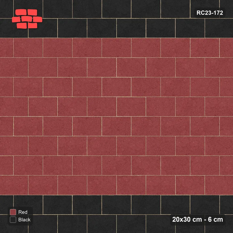 Interlock (Pasco) 20x30 cm · RC23-172 · Running Bond, Twin Bands · Top view