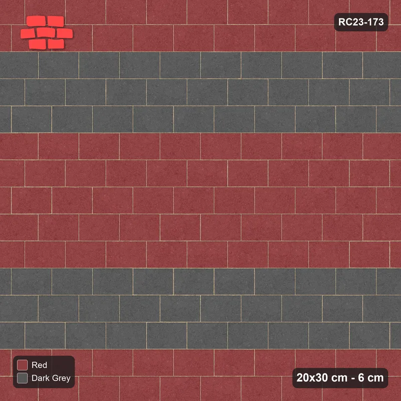 Interlock (Pasco) 20x30 cm · RC23-173 · Running Bond 1/3, Twin Bands · Top view