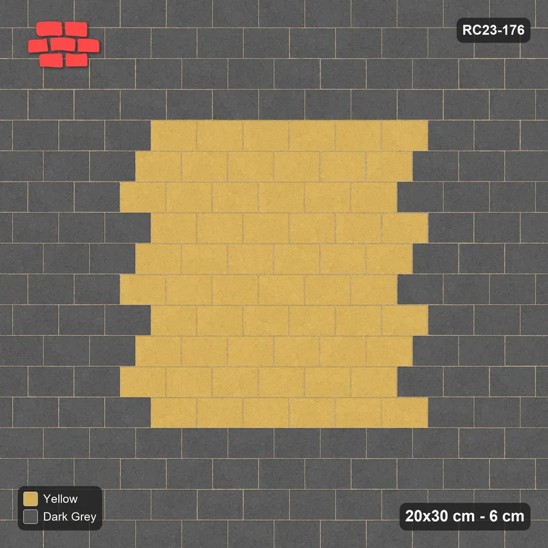 Interlock (Pasco) 20x30 cm · RC23-176 · Running Bond 1/3, Accent Edge · Top view