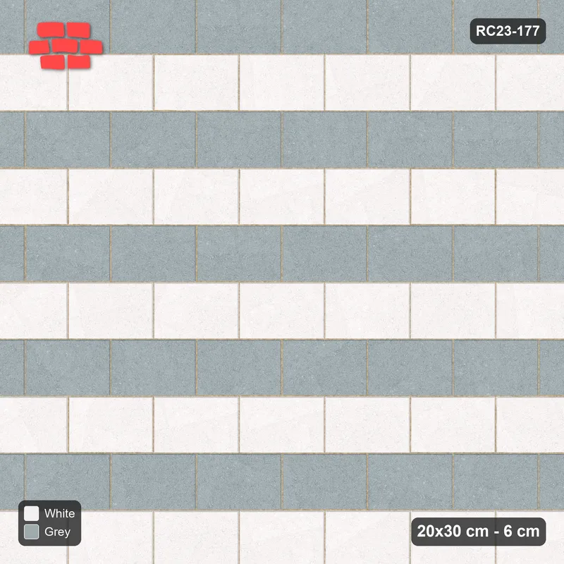 Interlock (Pasco) 20x30 cm · RC23-177 · Running Bond, Striped, 38H Kerb Frame · Top view