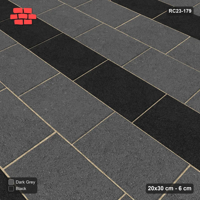 Interlock (Pasco) 20x30 cm · RC23-179 · Running Bond 1/4, Striped, 42B Kerb Frame · Side view
