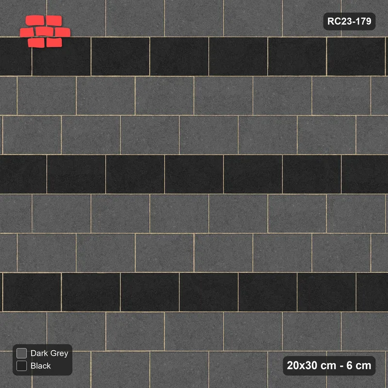 Interlock (Pasco) 20x30 cm · RC23-179 · Running Bond 1/4, Striped, 42B Kerb Frame · Top view