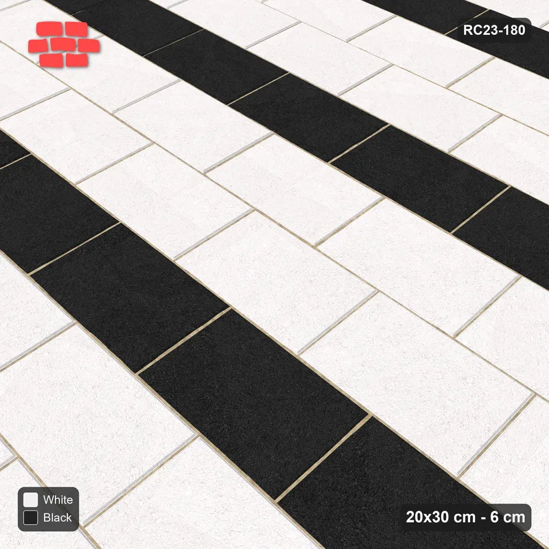 Interlock (Pasco) 20x30 cm · RC23-180 · Running Bond, Striped, 54H Kerb Frame · Side view