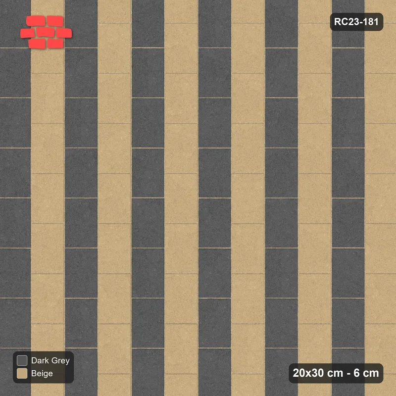 Interlock (Pasco) 20x30 cm · RC23-181 · Vertical Running Bond, Alternate Courses · Top view